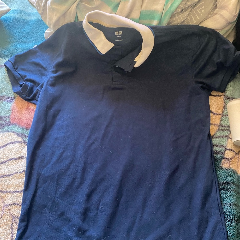 navy colored polo shirt